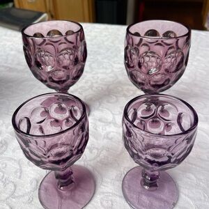 Set of 4 Vintage Purple wine glass  water goblet 4.5”HX2.5” W / 5.5”HX3”W